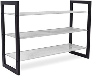 Internet's Best Mesh Shoe Rack - 3-Tier - Free Standing Metal Wood Shoe Organizer - Closet and Entryway - Fits 12 Pairs of Shoes - Black & Silver