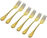 Godinger Flatware Dinner Forks, 18/0 Stainless Steel Gold Bead, Set of 6