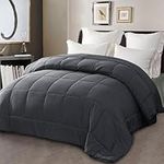 Exclusivo Mezcla 7.5 Tog Double Size Down Alternative Duvet Quilted Duvet Insert with Corner Tabs for All Seasons - Breathable, Lightweight and Machine Washable (200x200CM, Grey)