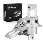 H4 LED Headlight Bulbs, 100W 22000LM Mini H4 Bulbs with Cooling Fan 6500K 500% Cool White Wireless Car Conversion Kit High Low Beam Lights Halogen Replacement Non-polarity Plug and Play, Pack of 2