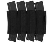 KRYDEX Quad MP5 Magazine Holder with Hook Fasteners for MK3 and MK4 Chest Rig (Black)