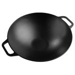 Victoria Cast Iron Wok. Stir Fry Pan. Smooth Balanced Base Seasoned with 100% Kosher Certified Non-GMO Flaxseed Oil, 14 Inch, Black