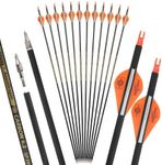 wolfman 31" Pure Carbon Arrows Archery Practice Hunting Arrows Spine 300 350 400 500 600 with Removable Tips Targeting Arrows for Compound & Recurve & Long Bow 6/12Pack (Orange-12pcs, Spine 350)