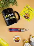 SINCE 7 STORE Ceramic Barcelona Combo Gift Box For Barcelona Fans, 4 Products: Barcelona Mug, One Mdf Keychain, One Keychain Lanyard & One Barcelona Badge., 350 ML, Black