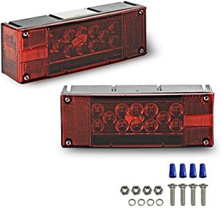 Wellmax 12V LED Trailer Lights, Submersible and Waterproof Low Profile Rectangular tail lights for RV, marine, boats, trailers