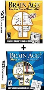 (2) Games - Brain Age Part 1 and 2 Bundle For Nintendo DS. Train Your Brain!