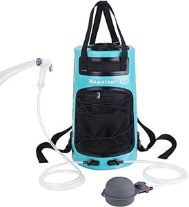 WILD HEART Camping Shower 22L Portable Shower for Camping with Pressure Foot Pump and Hose - Solar Shower Bag Backpack for Camping, Road Trip & Outdoor Use (Turquoise)