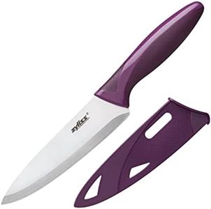 Zyliss Utility Knife with Sheath Cover - Precision Knife for Cutting & Slicing - Paring Knife for Meat, Fruits & Vegetables - Culinary Kitchen Knife - 5.5" Carbon Stainless Steel Blade - Purple