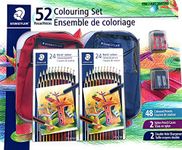 Staedtler 52 Colouring Set, 48 Germany Pencils - 02 Pack x 24 Coloured Pencils , 2 Nylon Pencil Cases, 2 Double-Hole Sharpeners