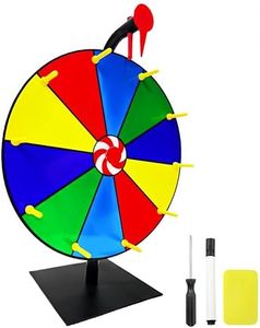 Kuguar 12Inch Heavy Duty Spinning Prize, 10 Slots Prize Wheel with Stand and Erasable Marker and Eraser, for Family Games, Classroom Games, Carnivals, Trade Shows, Raffles, and Various Other Events