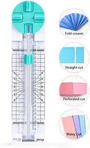 Paper Trimmer Craft Paper Cutter: 4 Style Multi-Function Scrapbooking Tool with Dial Blades of Straight,Wave,Dotted,Perforated,Creasing for Cutting Paper,Coupons,Photos,Postcards,Scrapbook,Card