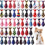 50 Pcs Dog Neck Tie Adjustable Cat Ties Collar 50 Kind of Assorted Patter Puppy Pet Bow Ties Grooming Accessories for Small Dogs Cats Birthday Photography Holiday Festival Party Gift Favor