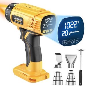 LIVOWALNY Heat Gun Compatible with Dewalt 20v Battery(No Battery):350W Cordless Battery Powered Heat Gun 122℉~1022℉ Variable Temperature Heat Shrink Gun w/LED Digital Display for Shrink Tubing,DIY