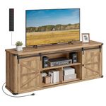 VASAGLE TV Stand for TVs up to 75 Inches, Farmhouse Entertainment Center with Sliding Barn Doors, TV Console Table for Living Room, Honey Brown ULTV325K41