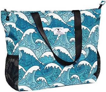 ESVAN LARGE BEACH BAG Water Resistant Lightweight 20 inch Women Oversize Tote Bag for Gym Beach Travel Pool Yoga Nurse