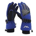 Ski Gloves for Men Women - Winter Snow Gloves Windproof & Waterproof for Cold Weather, Thinsulate Warm Snow Sports Gloves with Pocket Skiing Snowboarding Snowmobile Gloves for Adult Youth Blue L