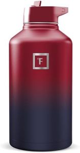 IRON °FLASK Camping & Hiking Hydration Flask with Straw, Wide Mouth Insulated Stainless Steel Sports Water Bottle - Dark Rainbow 64 oz - Straw (1 Lid)