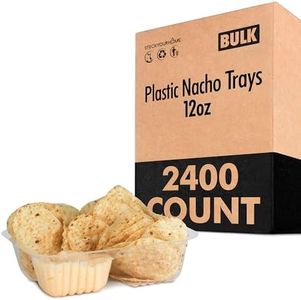12oz Plastic Nacho Trays (2400 Pack) Small Disposable Tray for Nachos & Cheese Dip, Concession Stand Supplies, Movie Night Snacks for Kids, Carnival Party Decorations, Food Boats, Snack Containers