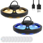 Flea Traps for Home, Flea Lamp Trap with 10 Sticky Pads, Non-Toxic Flea Light Traps Natural Flea Catcher Light Odorless Flea Killer with 4 Modes Pest Control for Carpets Bed House indoor (2PCS Black)