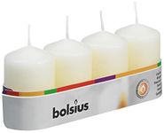 BOLSIUS - Pillar Candles - 2.4 x 1.6 inches - Ivory - Tray of 4, 60/40mm