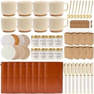 Baby Shower Prizes for Game Winners Baby Shower Games Prizes Ceramic Mugs with Metal Spoons Woven Coasters Notebooks Scented Candles Gift Bags Wedding Bridal Shower Favors for Guests (8, Brown)
