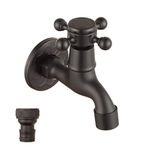 Black Brass Outdoor Garden Faucet Bathroom Wall Mount Balcony Mop Sink Water Hose Cold Laundry Utility Tap NPT 1/2 inch Spigot