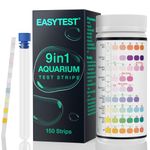 EASYTEST 9-in-1 Aquarium Test Strips - 150PCS Fish Tank Water Test Kit to Detect Total Hardness PH Nitrite Nitrate Chlorine Total Alkalinity Carbonate Iron and Copper - Easy & Fast Test Kit