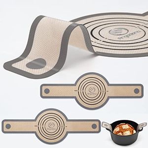 Silicone Bread Sling Dutch Oven - Best Japan Silicone. Non-Stick & Easy Clean Reusable Silicone Bread Baking Mat. With Extra Long Handles Bread Baking Sheet Liner, 2 Grey Set for Transferable Dough