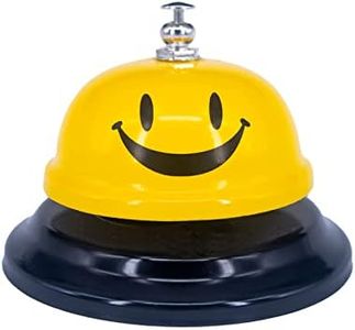 1 Pack Call Bell, Desk Service Bell, 3.35 Inch Diameter Metal Bell for Hotels, Schools, Pet Dog Training(Yellow, Smile)