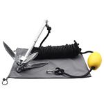 FREGITO Marine Anchor Kit, 3.5Lb Kayak Folding Boat Anchor with 1/3in 40Ft Nylon Rope, Buoy, Stainless Steel Carabiner Grapnel Anchor for Fishing Kayaks, Canoe, Jet Ski, Paddle Boards (SUP)