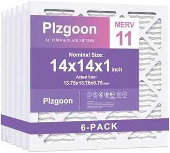 Plzgoon 14x14x1 Air Filter MERV 11 (6 Pack) MPR 1000 HVAC Pleated A/C Furnace Filters Compatible with Air Conditioner AC Furnace Systems (Exact Dimensions: 13 3/4x13 3/4x3/4 Inches)