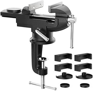 Housolution Universal Table Vise 3 Inch, 360°Swivel Base Bench Clamp Home Vise Clamp-On Vise Repair Tool Portable Work Bench Vise for Woodworking, Cutting Conduit, Drilling, Metalworking - Black