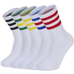 Geebuzz 5 Pairs Mens Socks Cotton Cushioned Sports Socks Striped Crew Athletic Running Socks for Men Women Teens (UK, Alpha, M, Regular, Regular, Multicolor-1)