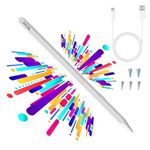 YEBOS Stylus Pen & Pencil for Apple iPad 9th & 10th Gen (2018–2024) – 20H Battery, 10-Min USB-C Fast Charge, Tilt & Palm Rejection; Compatible w; for iPad 6th–10th, Pro (M2/M4), Air & Mini-White