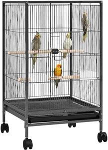 Yaheetech 35 inch Wrought Iron Bird Cage w/Play Open Top and Rolling Stand for Small Birds Like Parrots Conure Lovebird Cockatiel Lovebirds Budgies