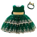 Lito Angels Wedding Bridesmaid Flower Girl Fancy Dress Christmas Party Outfit Ball Gown with Headband Baby Girls Age 6-12 Months, Dark Green (Tag Number 70)