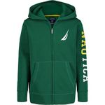 Nautica Boys' Long Sleeve Fleece Full Zip Hoodie, J-Class Evergreen, 18-20