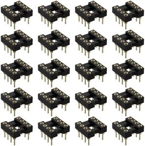 Be In Your Mind 20Pcs Gold Plated 8-Pin DIP Round IC Chip Socket Adaptor 2.54mm Pitch Straight IC Socket for 8 DIP OP-AMP IC Sockets for NE5532 Burr Brown LM Audio Grade