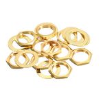 MECCANIXITY Guitar Nuts and Washers 3/8" Guitar Input Output Jack Socket Nuts Gold for Guitar Bass 5 Set