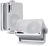 3-Way Weatherproof Outdoor Speaker Set - 3.5 Inch 200W Pair of Marine Grade Mount Speakers - in a Heavy Duty ABS Enclosure Grill - Home, Boat, Poolside, Patio, Indoor Outdoor Use - Pyle PLMR24 (White)