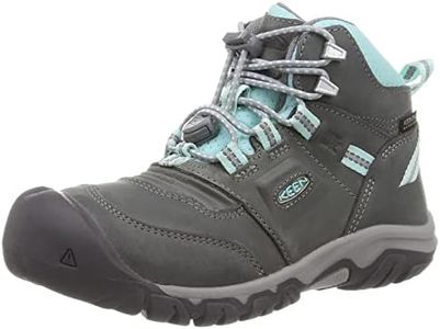 KEEN Ridge Flex Mid Height Waterproof Leather Hiking Boots, Grey/Blue Tint, 9 US Unisex Little Kid