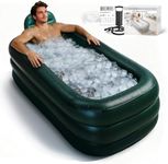 Inflatoast Portable Bathtub for adults with Cover,Inflatable bath tub for ice bath,Large Oval Ice Bath with pillow, 62.2x37.4x17.72in,Includes Pump, EasyInflate & Drain,Green