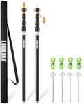 Tent Poles, CAMULAND 2 PCS Heavy Duty Tarp Poles Canopy Poles Aluminum Tent Poles with Non-Slip Cone Bottom, Adjustable Telescoping Tarp Poles