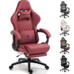 Dowinx Gaming Chair Big and Tall, Ergonomic Computer Chair with Footrest and Massage Lumbar Support, High Back Comfortable Gamer Chair for Adults 400Lbs PU Leather for Office Game, Red
