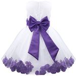 iEFiEL Kids Flower Girl Wedding Bridesmaid Petals Flower Dress Formal Birthday Party Tutu Dress Ball Gown Purple 8 Years