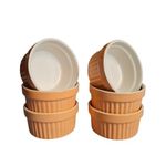 Mirakii 200ml Microwave Oven OTG & Dishwasher Safe,White And Orange Big Ramekin for Baking and Serving (6) (ORANGE& WHIT)