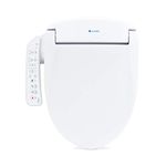 Brondell SE400-EW Swash SE400 Electric Bidet Toilet Seat with Heated Seat, Oscillating Stainless Steel Nozzle, Warm Air Dryer, Night Light, Gentle Close Lid, White Side Arm Control, Elongated