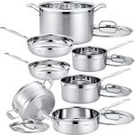 Deco Chef 12-Piece Stainless Steel Professional Kitchen Cookware Set with Tri-Ply Base and Riveted Handles, Pots and Pans for Even and Consistent Cooking