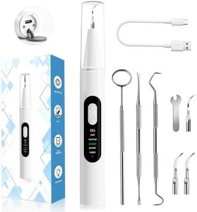 Plaque Remover for Teeth, Tartar Remover for Teeth with LED Light, 5 Modes Rechargeable Dental Cleaning Kit, IPX7 Waterproof 4 Replacement Heads & Dental Tools for Home Use