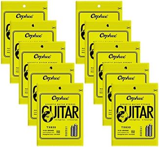 POGOLAB Guitar Strings, Acoustic Guitar Strings, 6 Strings Set, Hexagonal Carbon Core 75/25 Bronze, Light, 11-52, 10 Packs